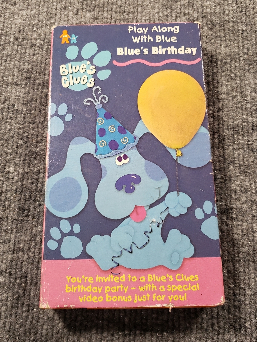Blue's Clues Blue's Birthday VHS 1998 Nick Jr Video Orange Tape Nickelodeon Show